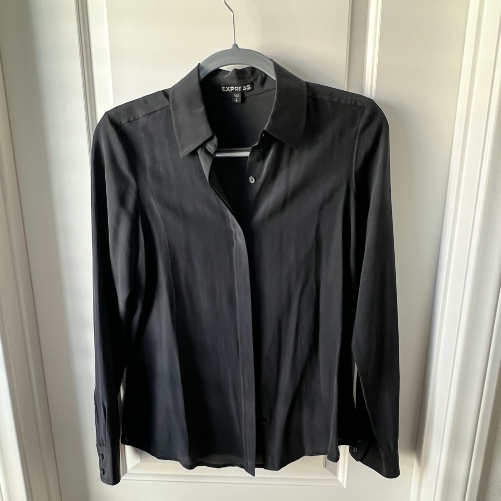 Express Women's Elegant Silk Black Blouse
